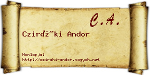 Cziráki Andor névjegykártya