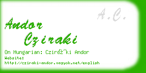 andor cziraki business card